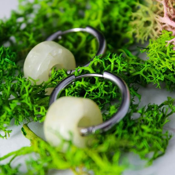 Handmade hoops stainless steel with semiprecious stones - Picture 1 of 7